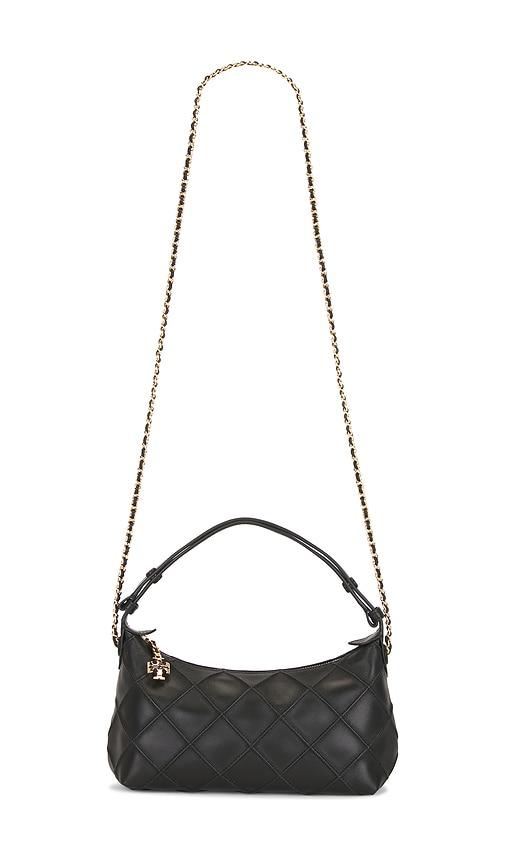 tory burch fleming pochette bag in black.