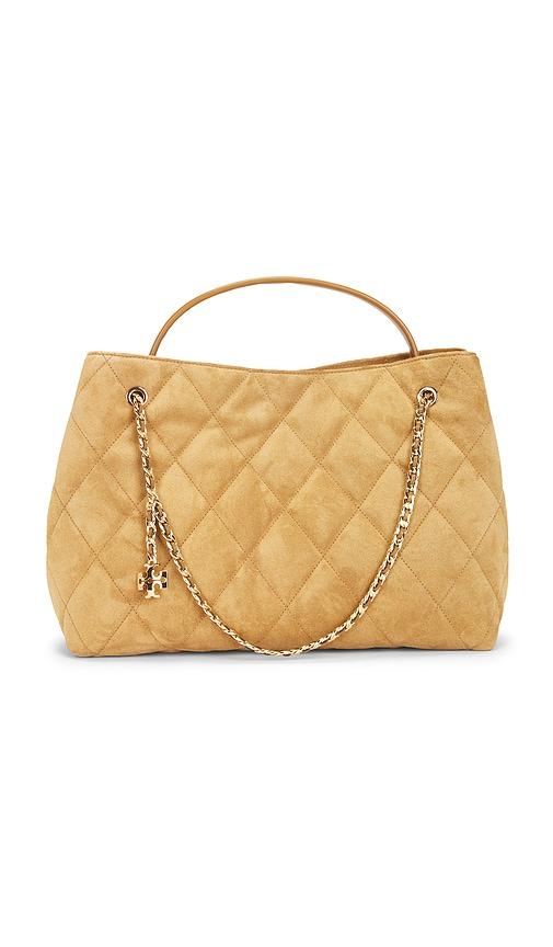 tory burch fleming suede carryall in brown.