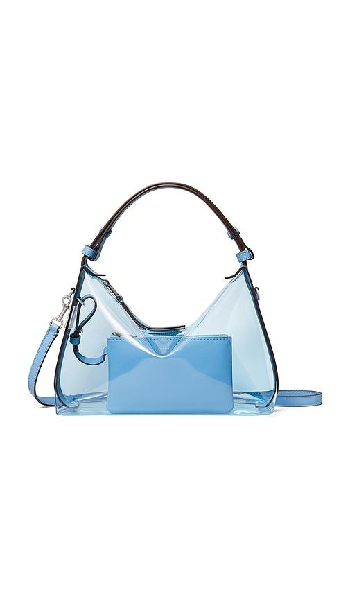 tory burch mellow clear shoulder bag in blue.