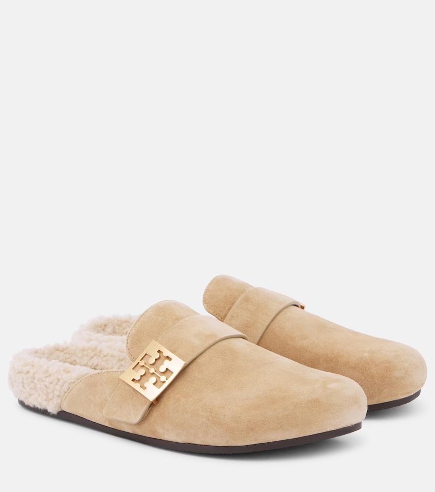tory burch mellow shearling-lined suede mules