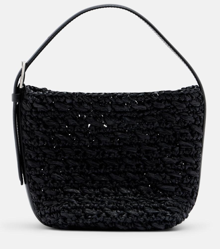 toteme belted small raffia top-handle bag