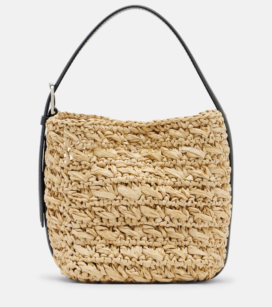toteme belted small raffia top-handle bag