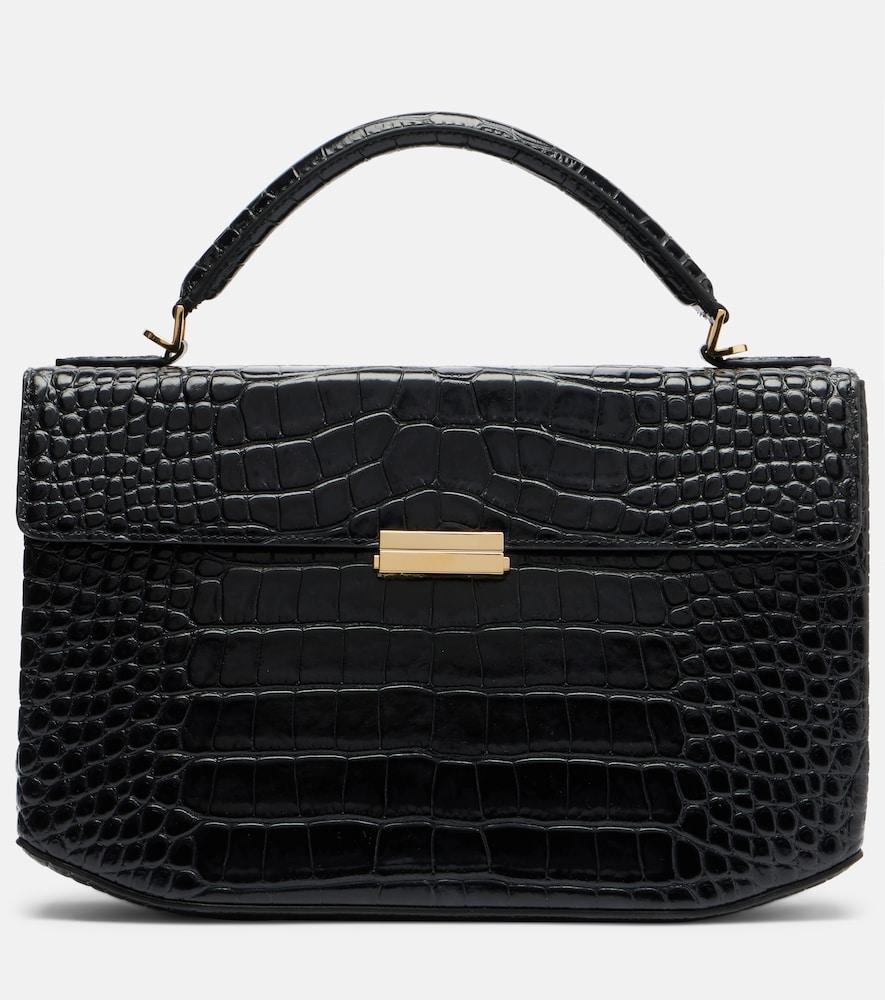 toteme box small croc-effect leather top-handle bag