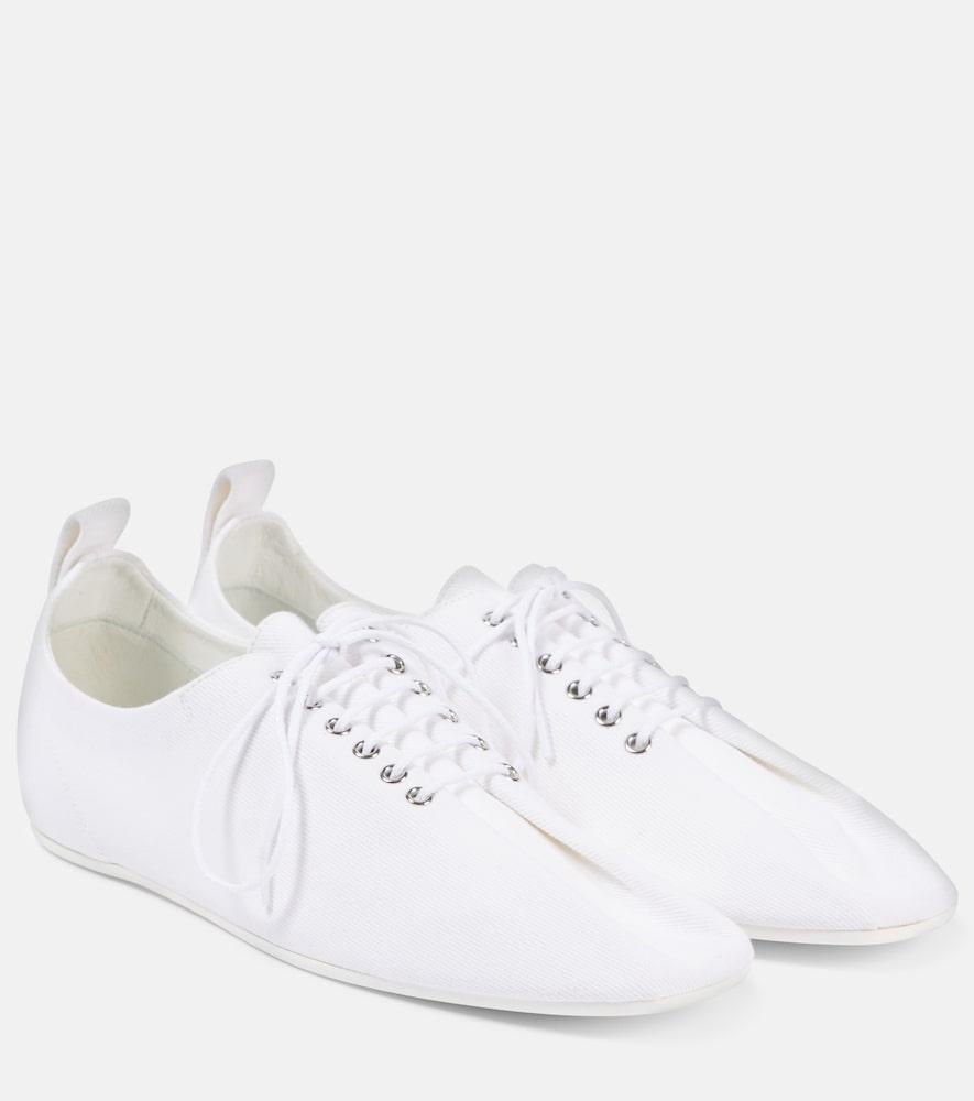 toteme canvas lace-up flats