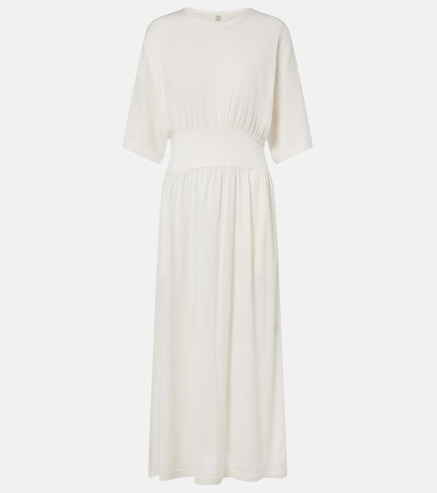 toteme cotton and silk jersey midi dress