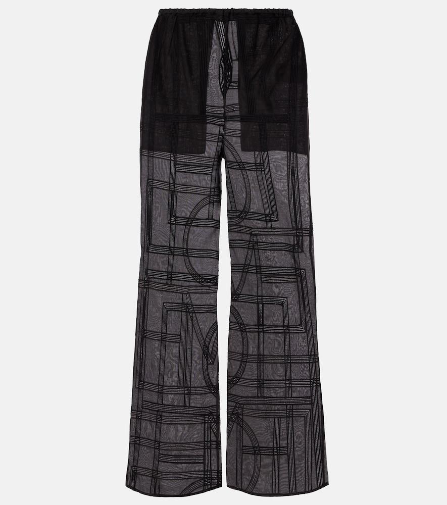 toteme cotton and silk voile wide-leg pants