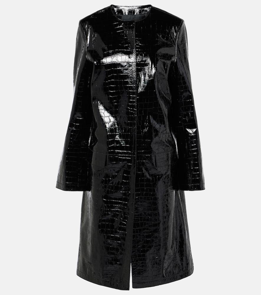 toteme croc-effect embossed leather coat