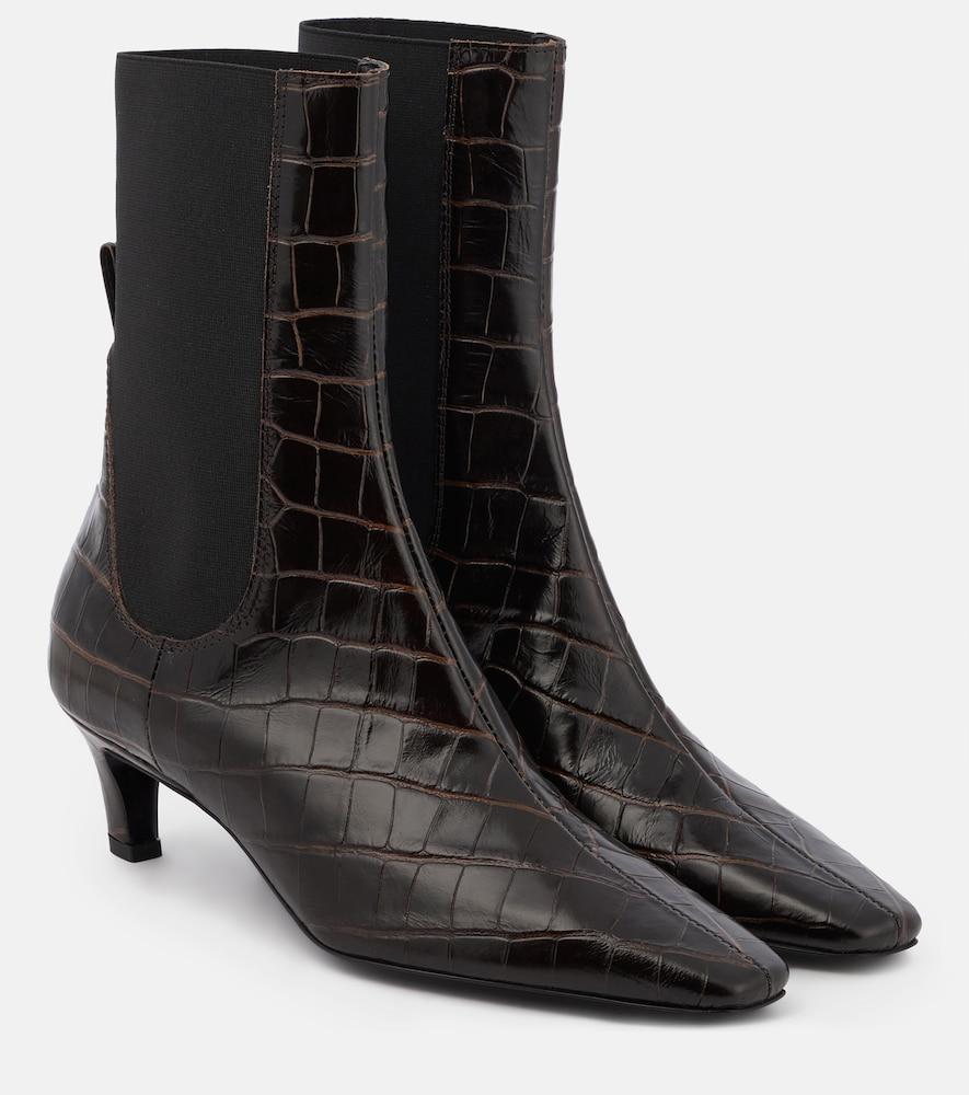 toteme croc-effect leather ankle boots