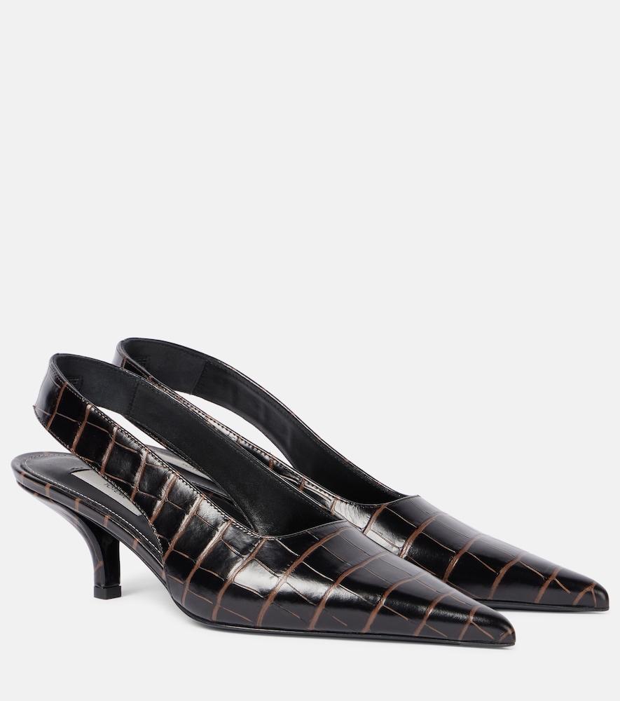 toteme croc-effect leather slingback pumps