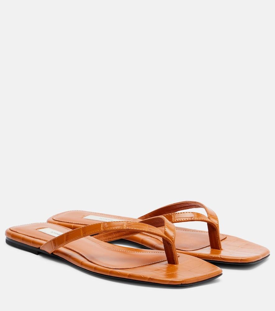 toteme croc-effect leather thong sandals