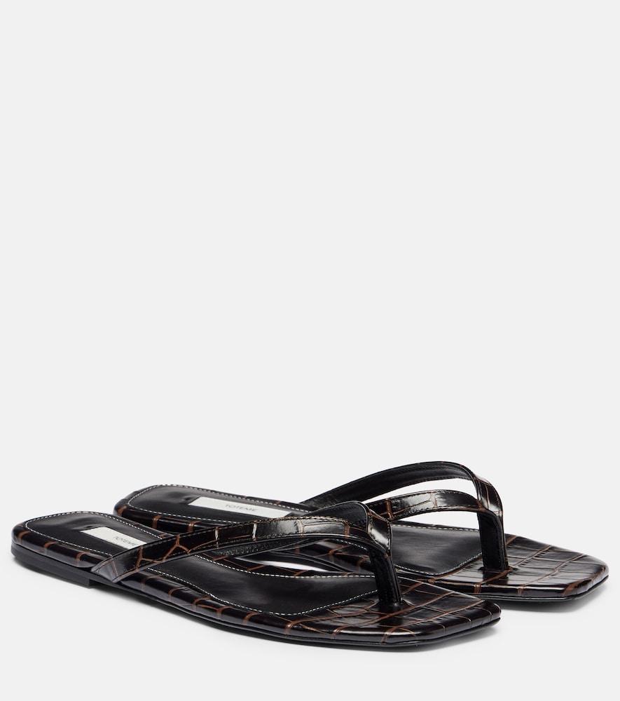 toteme croc-effect leather thong sandals