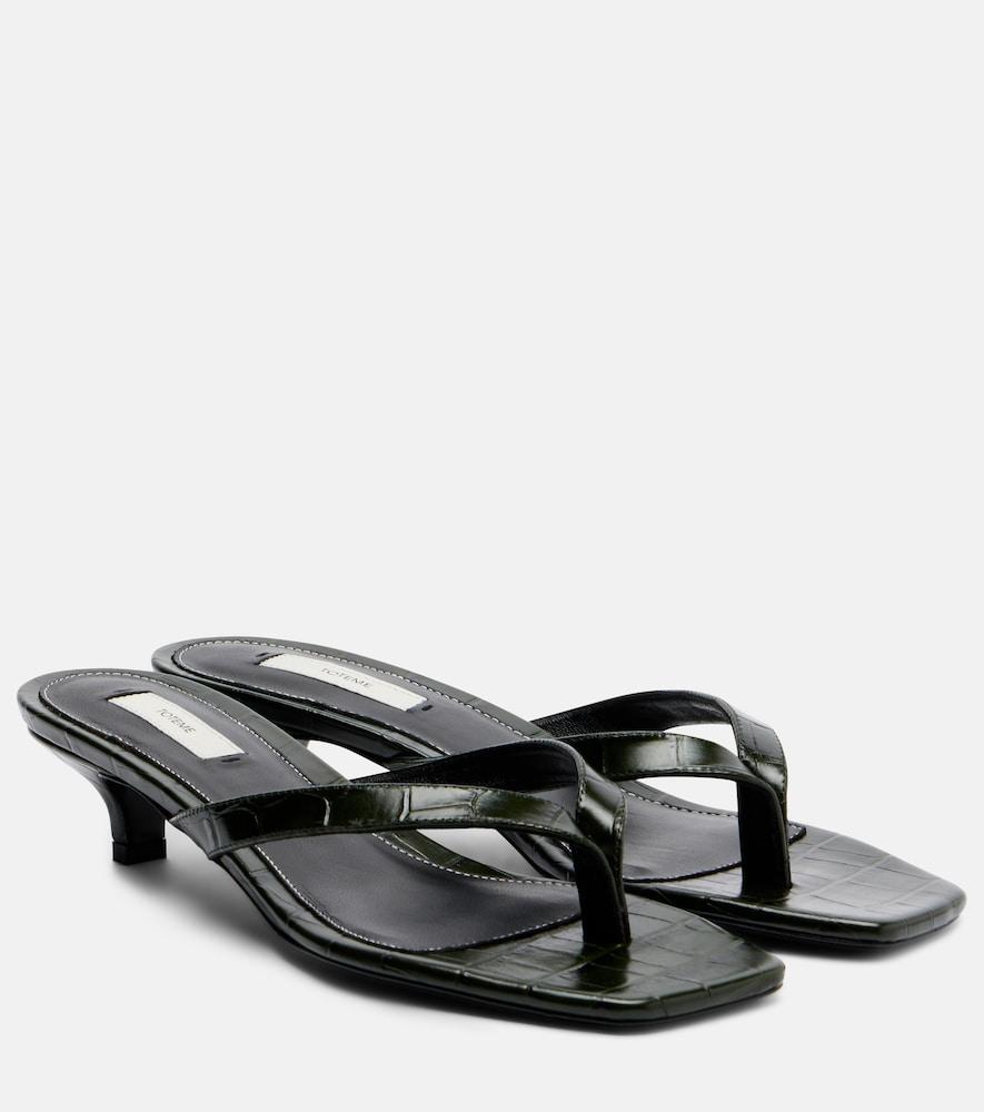 toteme croc-effect leather thong sandals