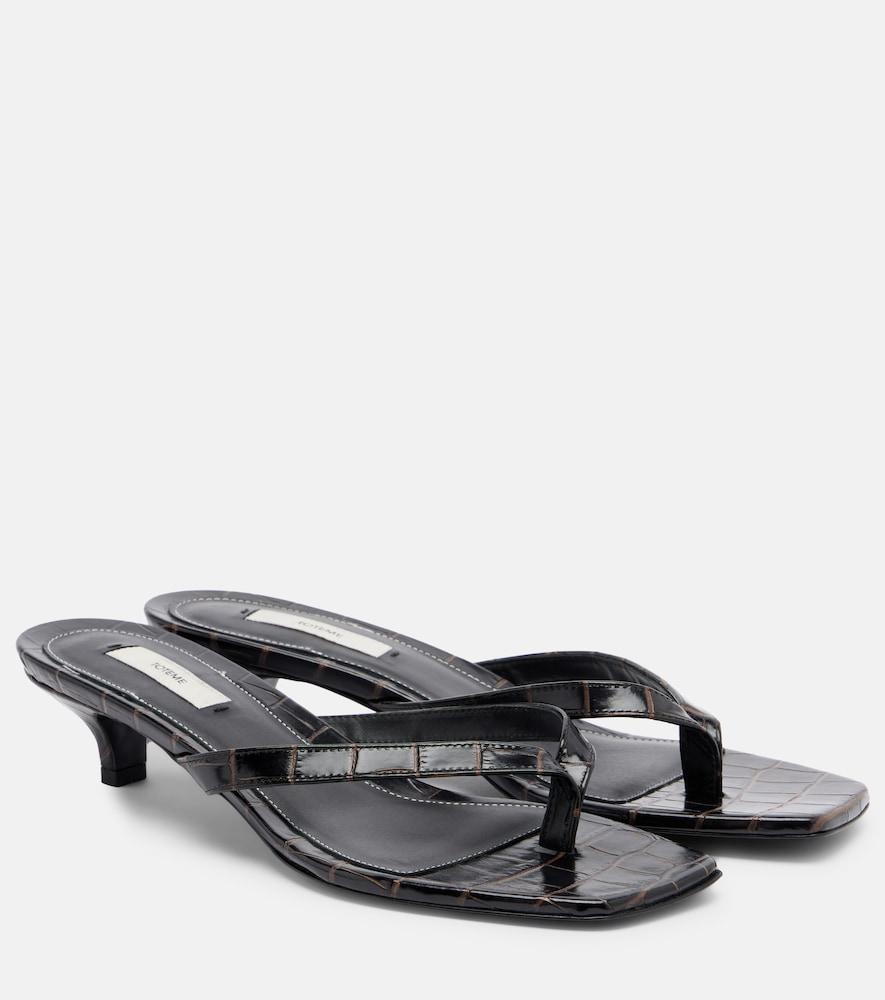 toteme croc-effect leather thong sandals