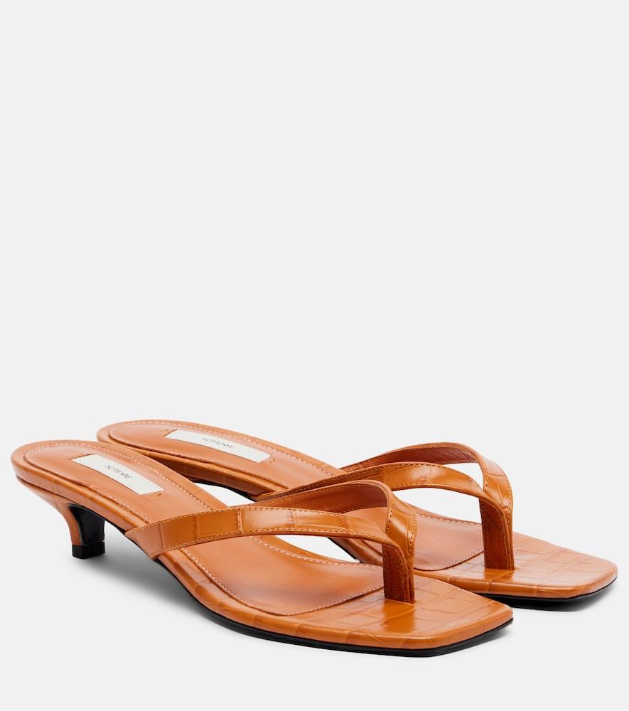 toteme croc-effect leather thong sandals
