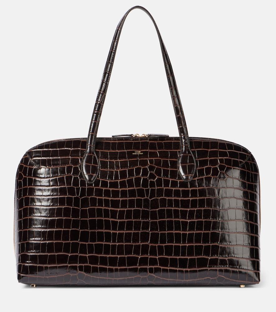 toteme croc-effect leather tote bag