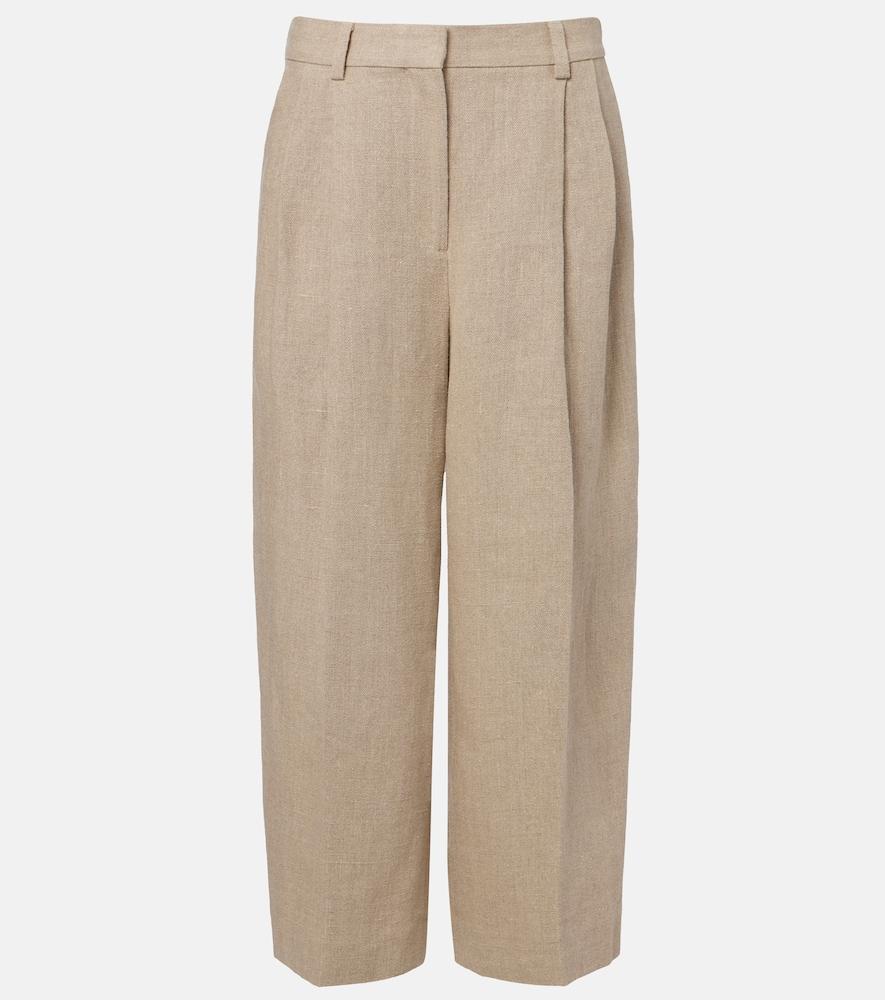 toteme cropped linen wide-leg pants