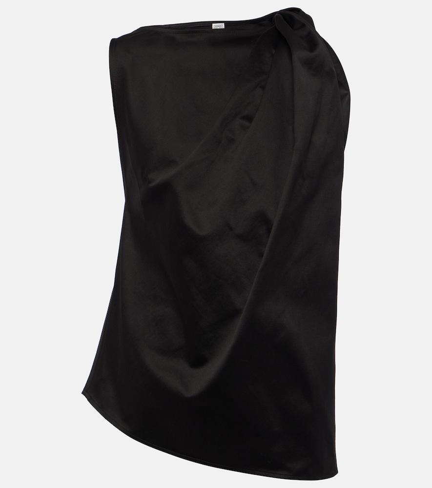 toteme draped cotton and linen top