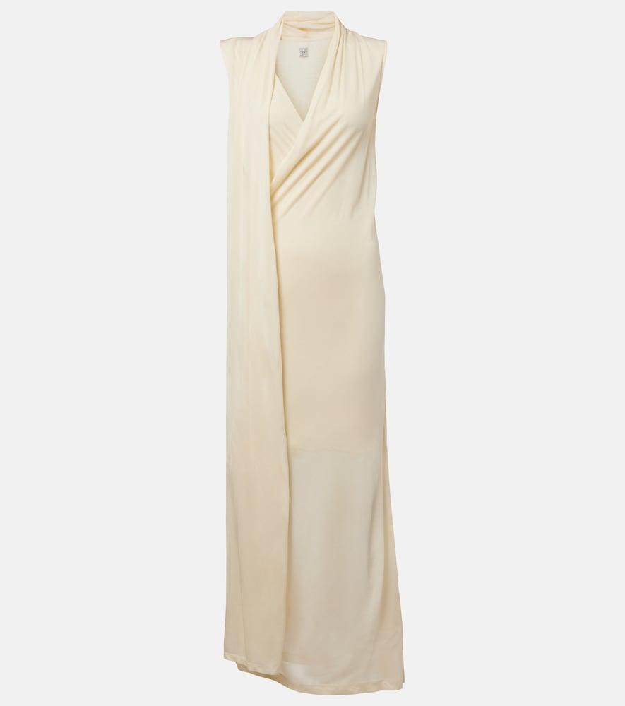 toteme draped scarf-detail jersey wrap dress