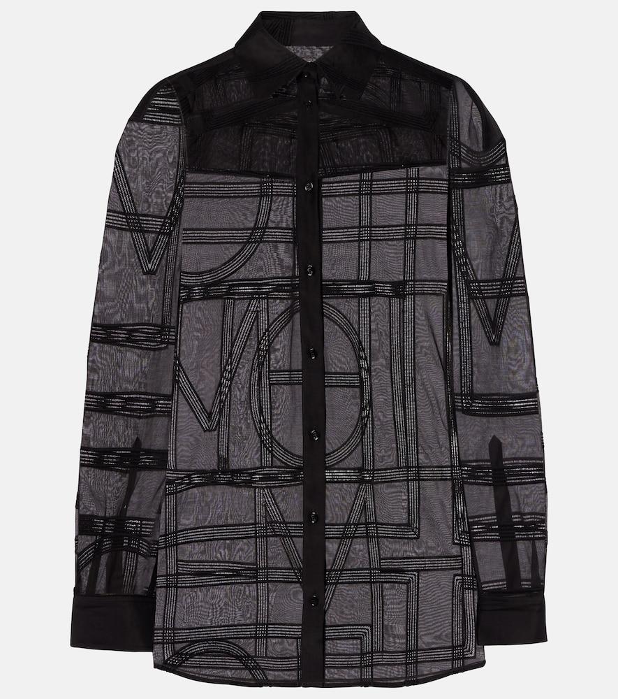 toteme embroidered cotton and silk voile shirt