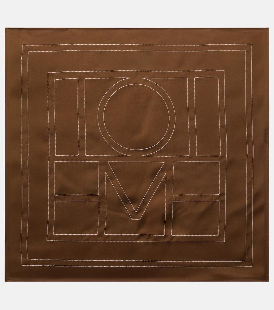 toteme embroidered monogram silk scarf