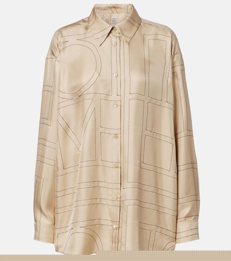 toteme embroidered silk satin shirt