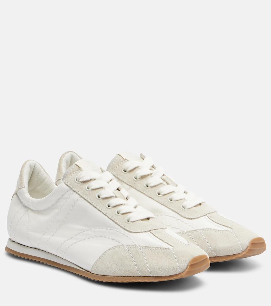 toteme flex suede-trimmed sneakers
