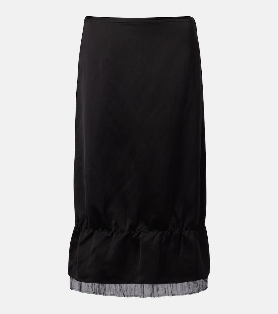 toteme gauze-trimmed satin midi skirt