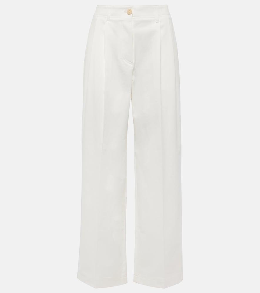 toteme high-rise cotton twill wide-leg pants
