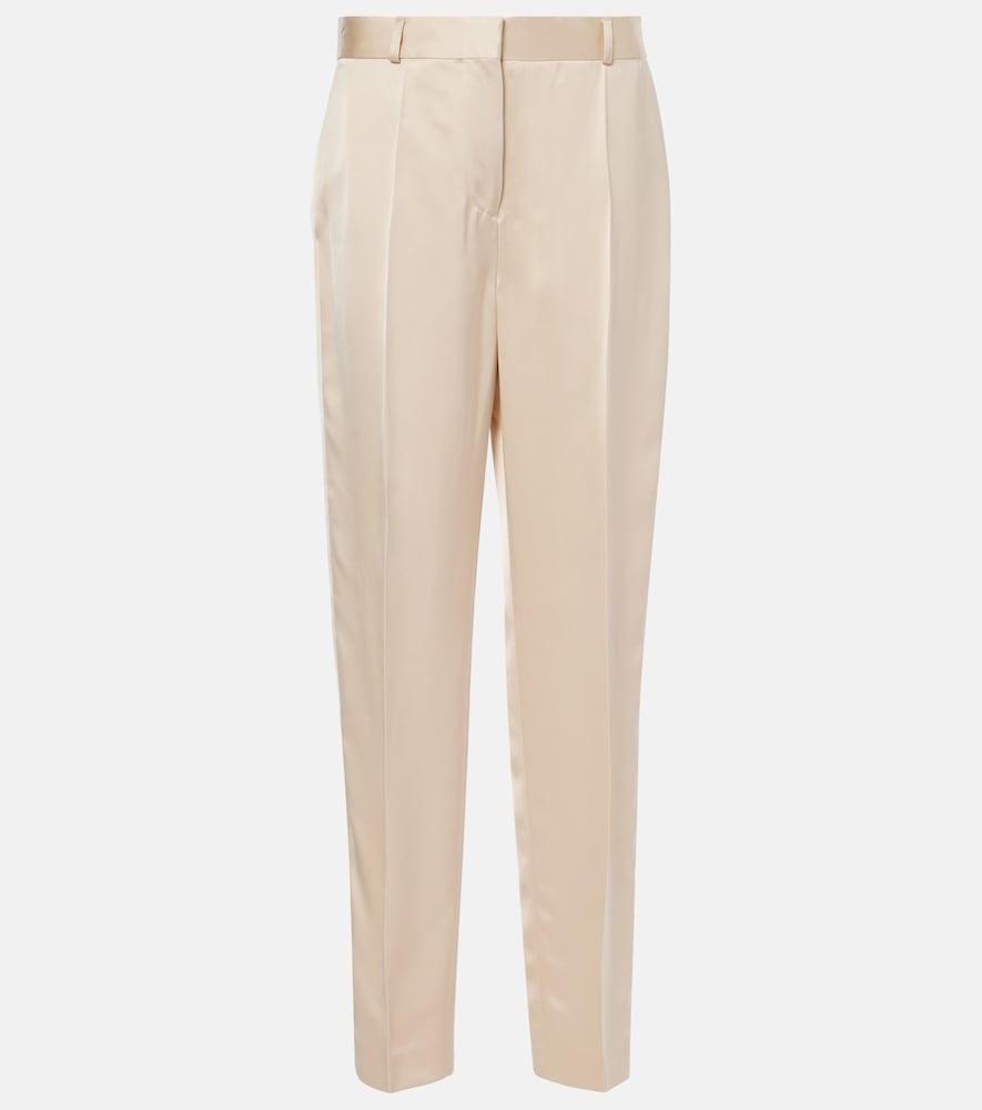 toteme high-rise satin straight pants