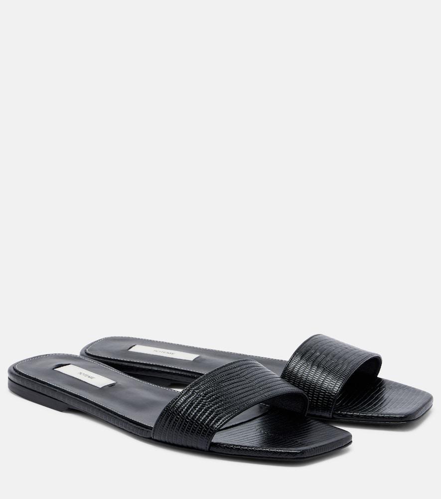 toteme lizard-effect leather slides