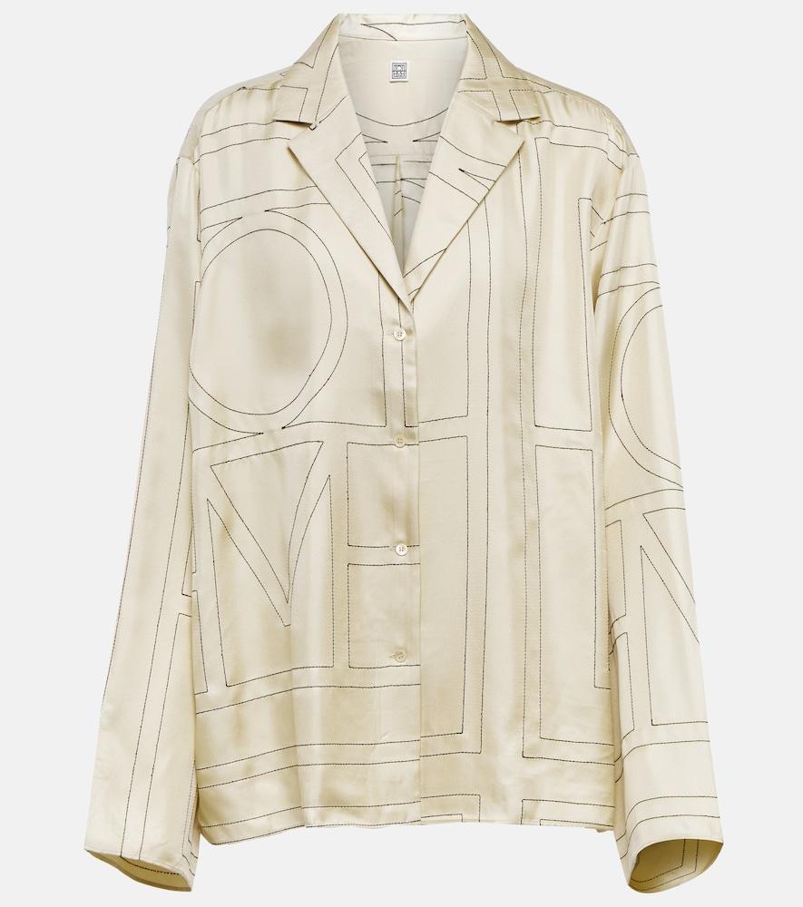 toteme logo-embroidered silk shirt