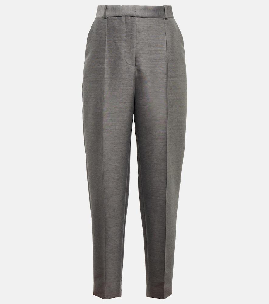 toteme mid-rise straight cotton and wool-blend pants