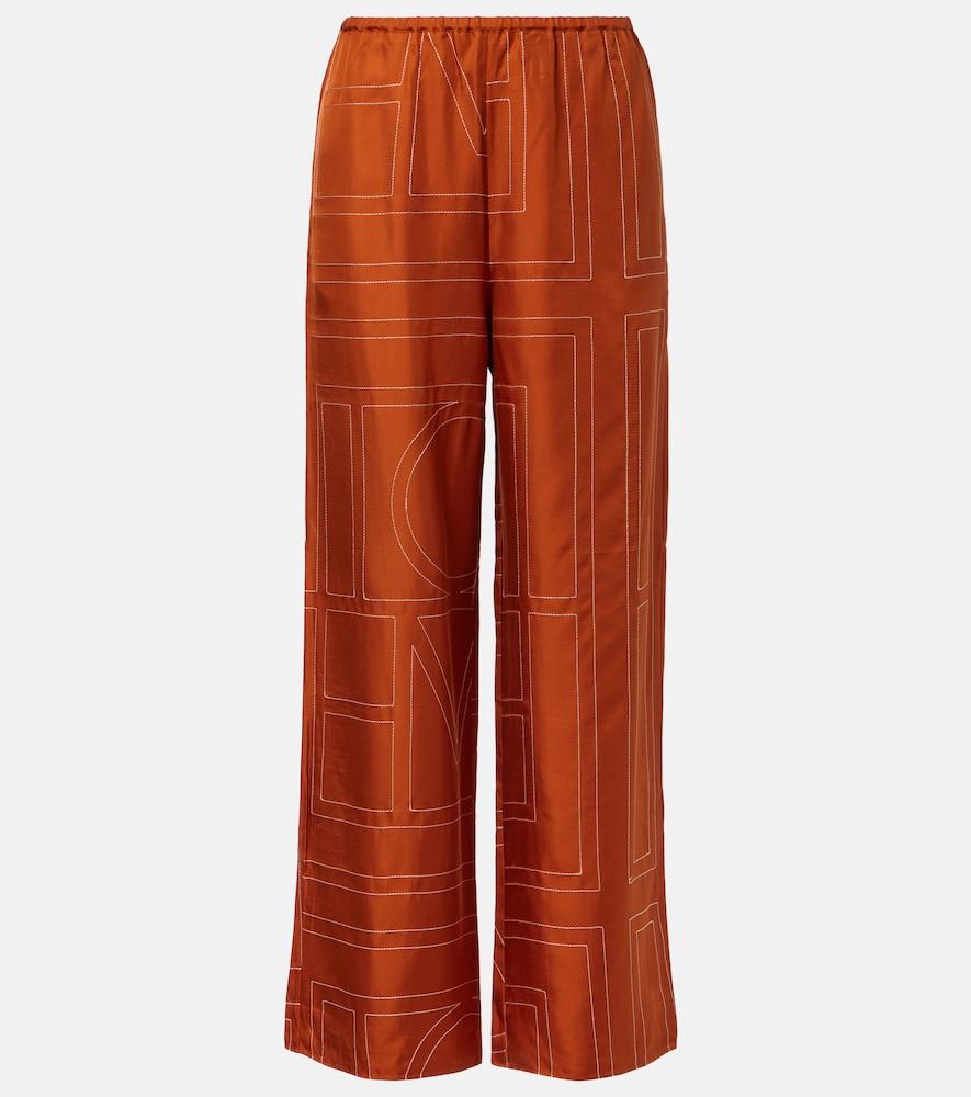 toteme monogram silk twill pajama pants