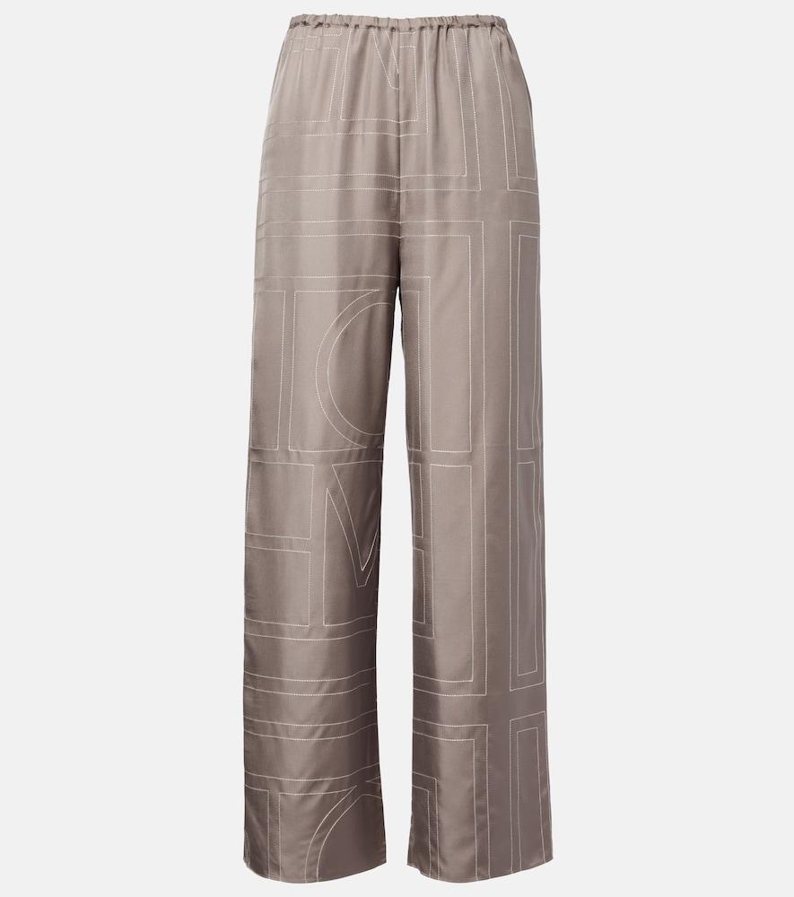 toteme monogram silk twill pajama pants