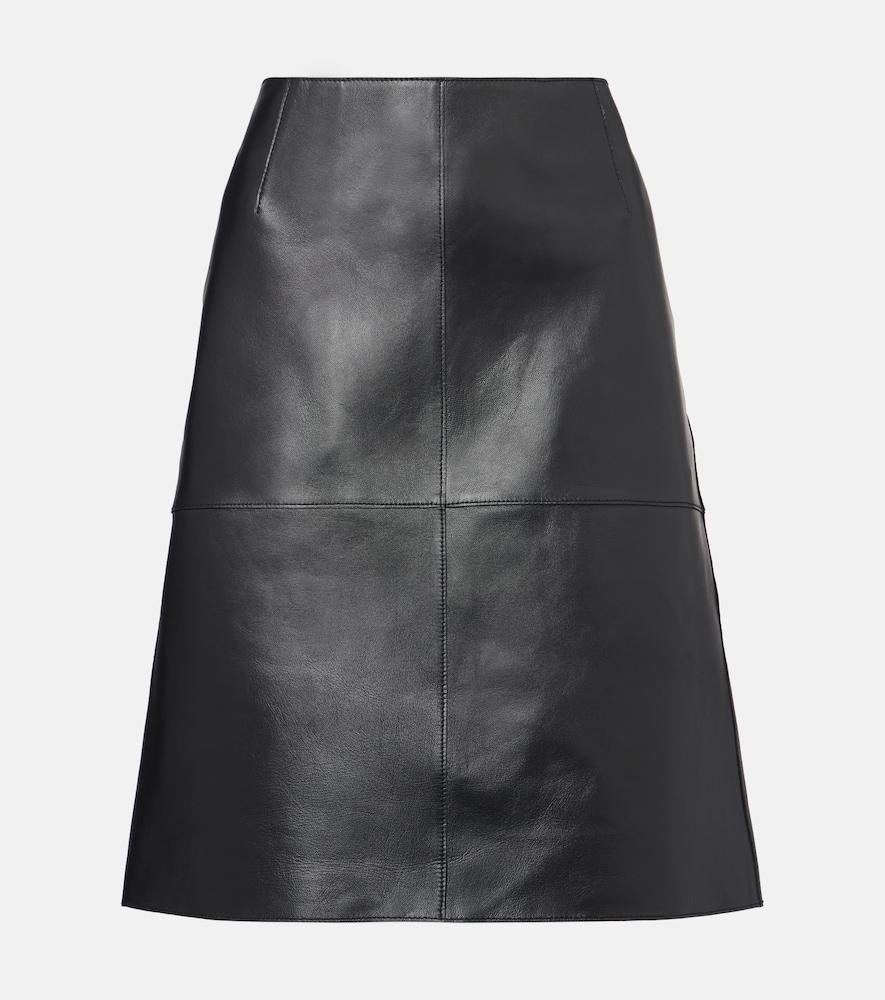 toteme paneled leather midi skirt
