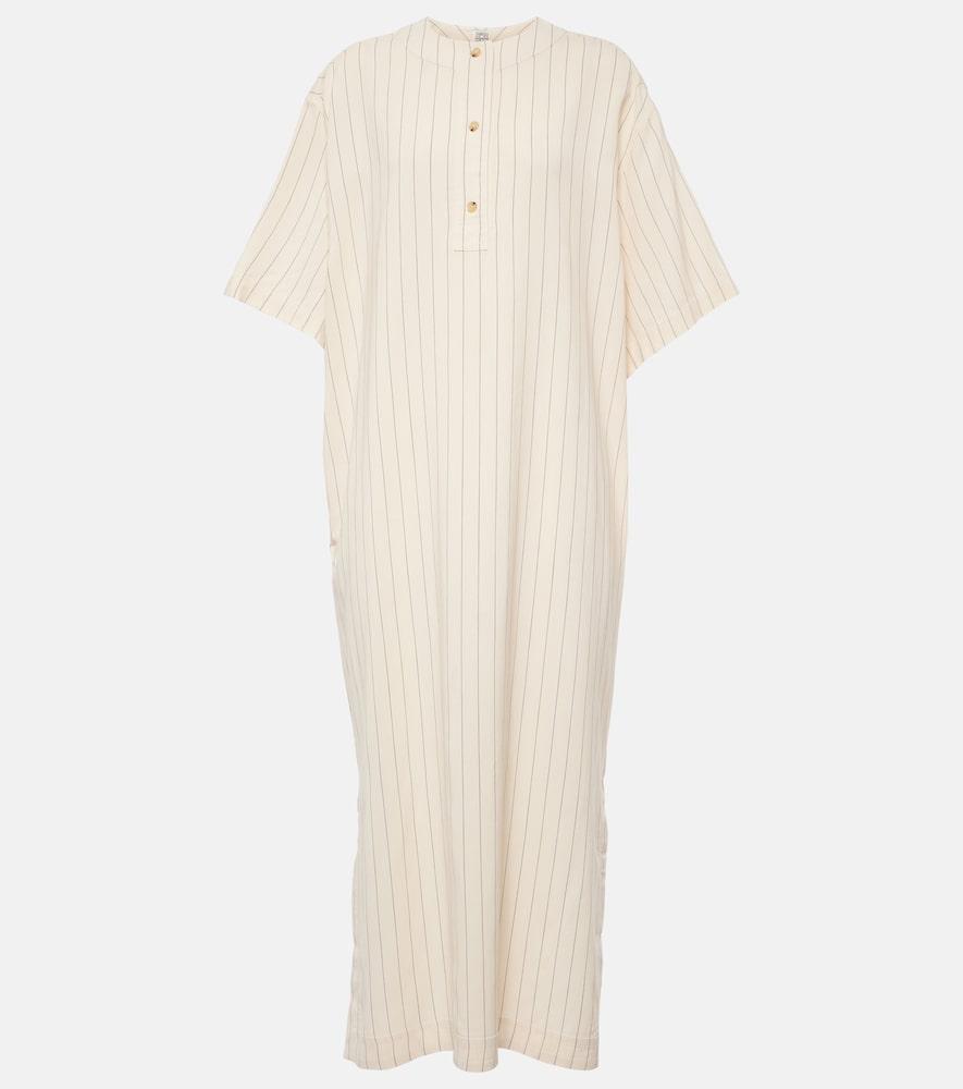 toteme pinstriped midi shirt dress
