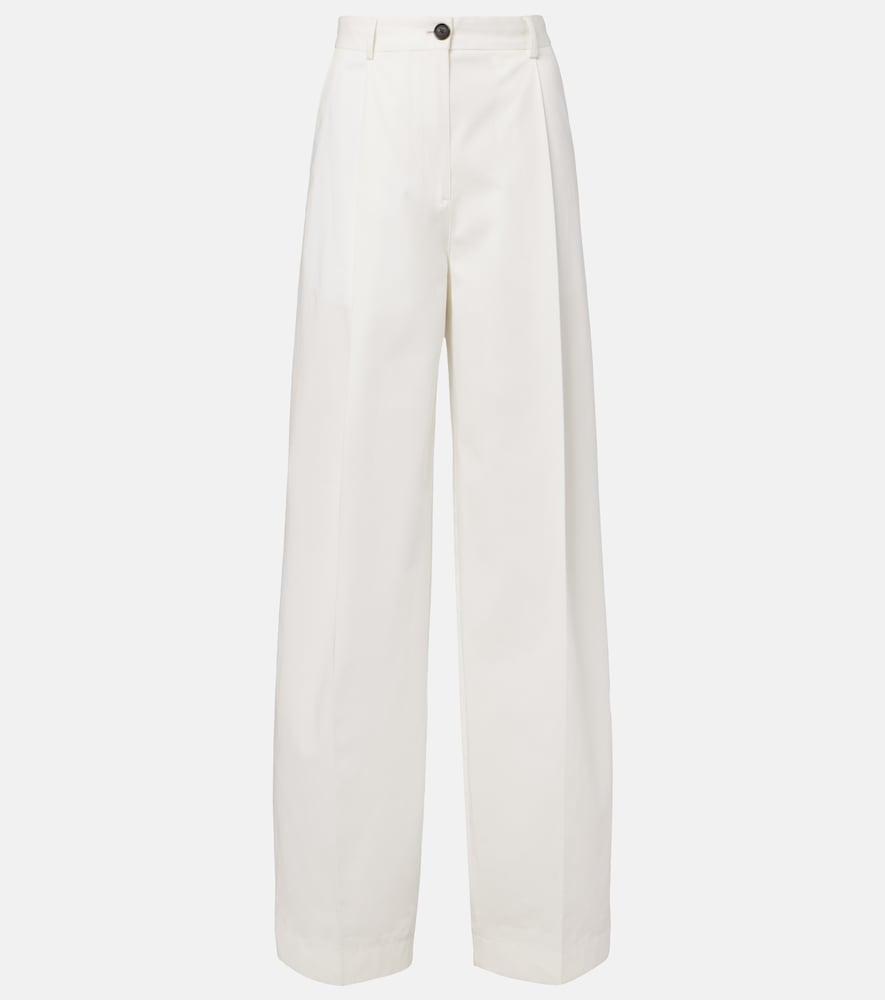 toteme pleated cotton wide-leg pants