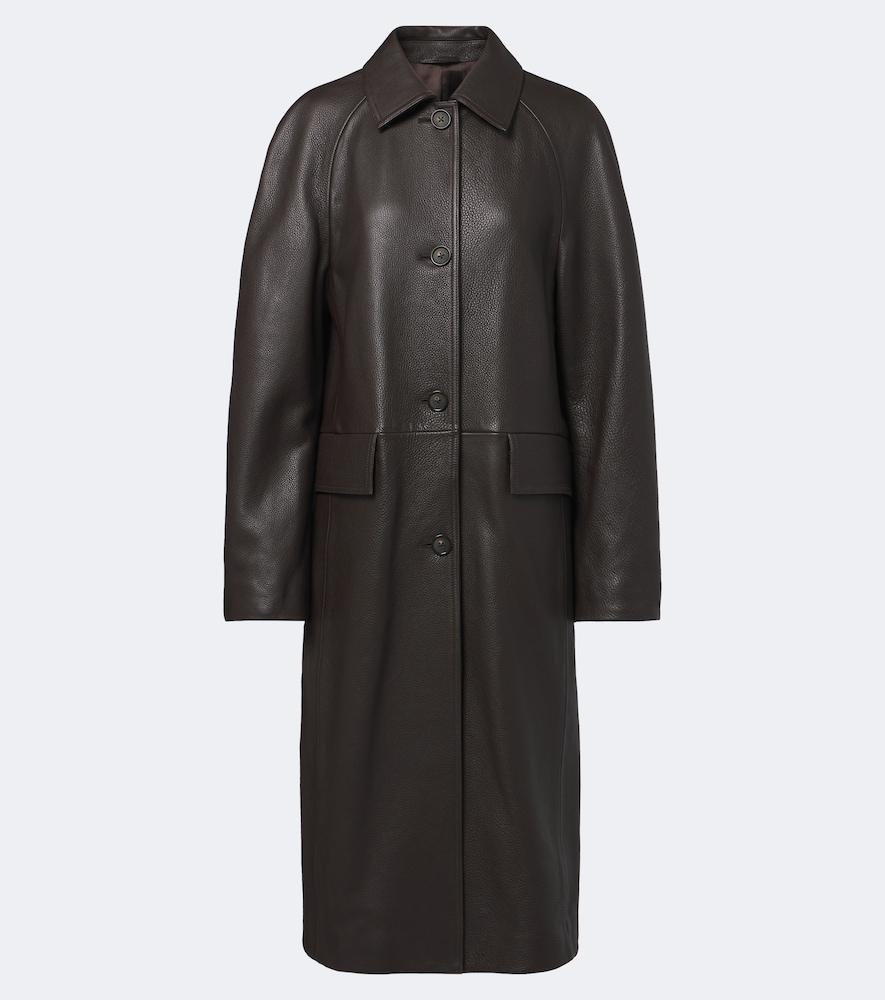 toteme raglan leather coat