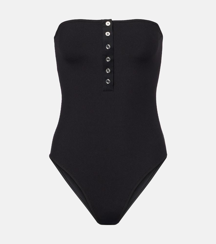 toteme ribbed-knit bandeau swimsuit