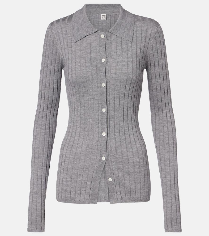 toteme ribbed-knit cashmere and silk cardigan