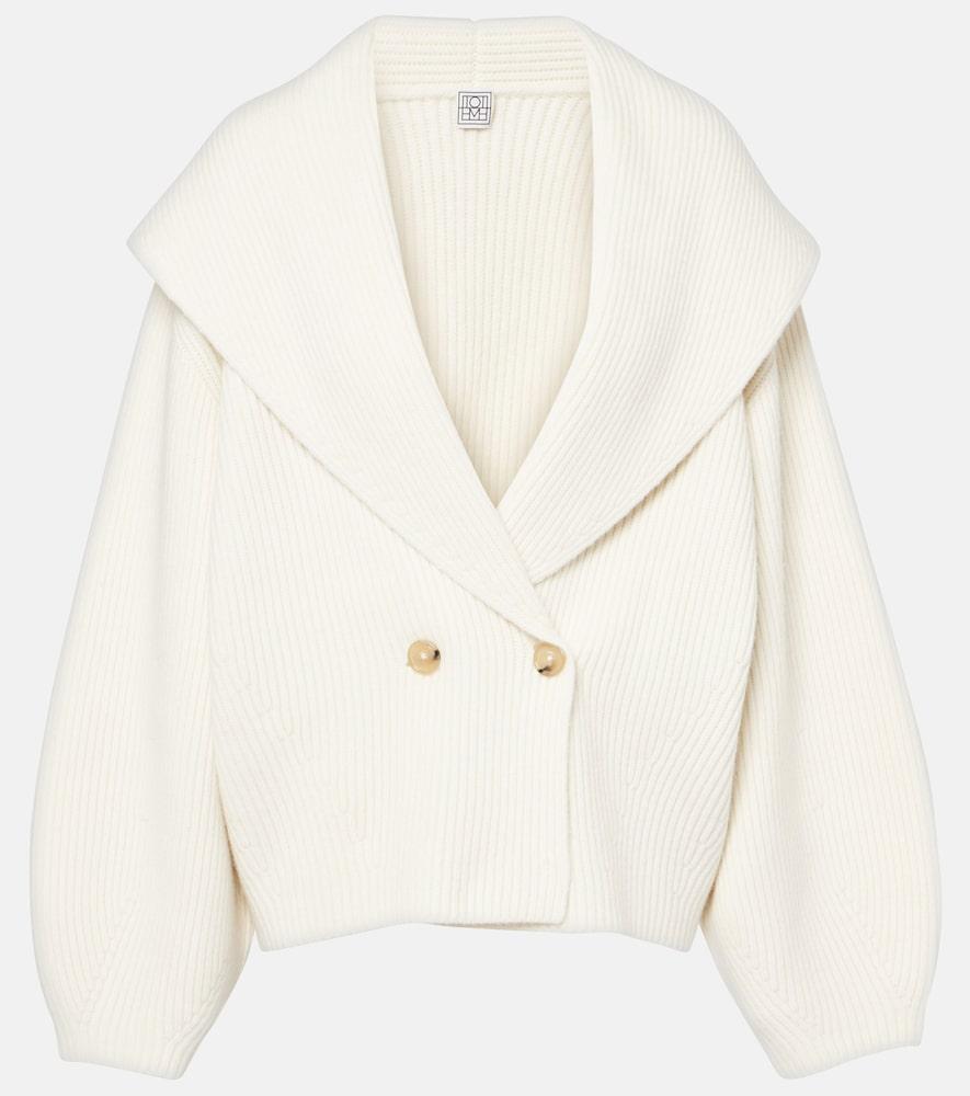 toteme ribbed-knit wool-blend cardigan