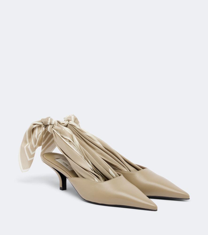 toteme scarf leather slingback pumps