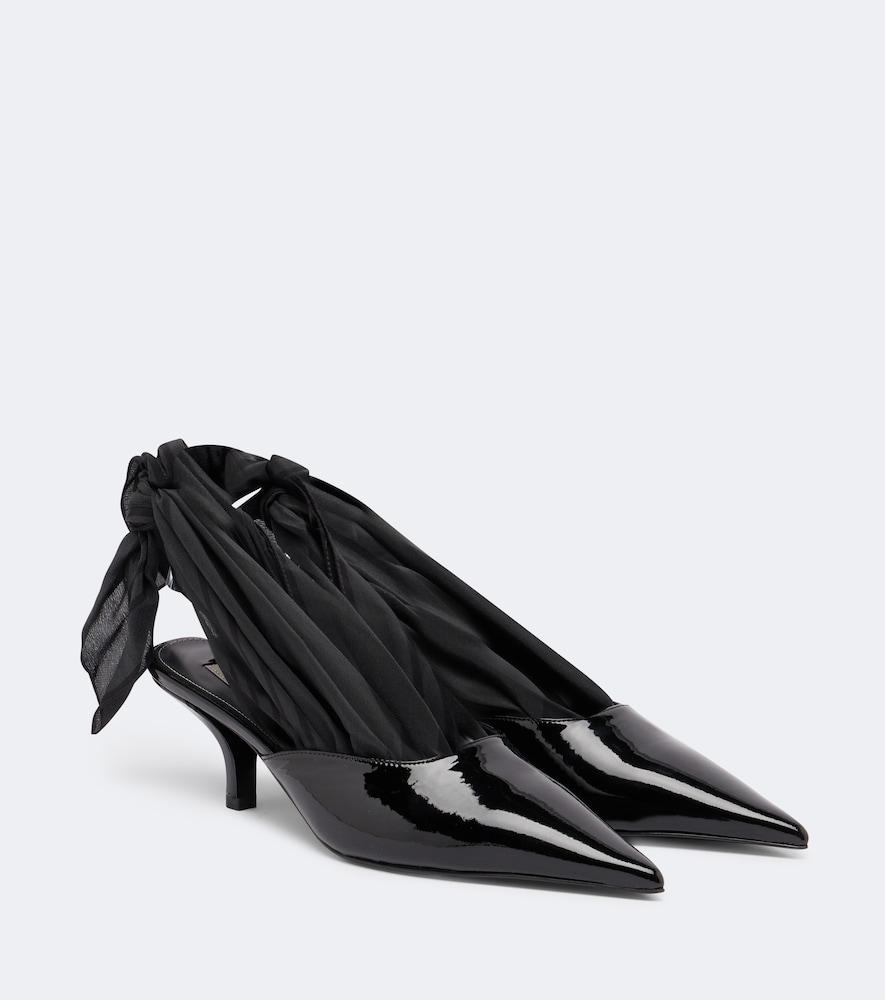 toteme scarf patent leather slingback pumps
