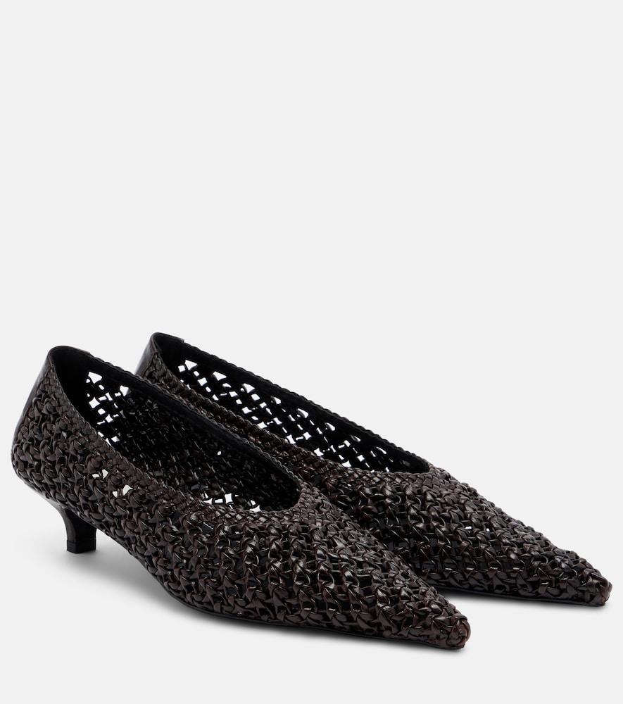 toteme sharp woven leather pumps