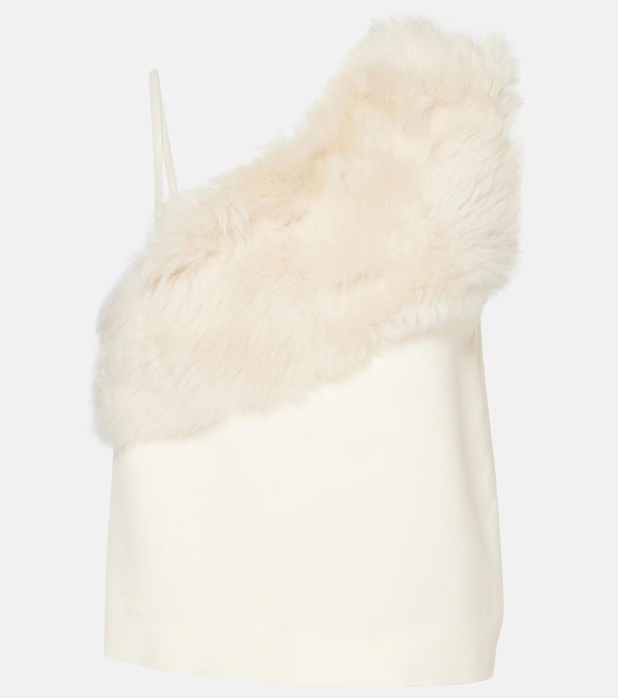 toteme shearling-trimmed cady top