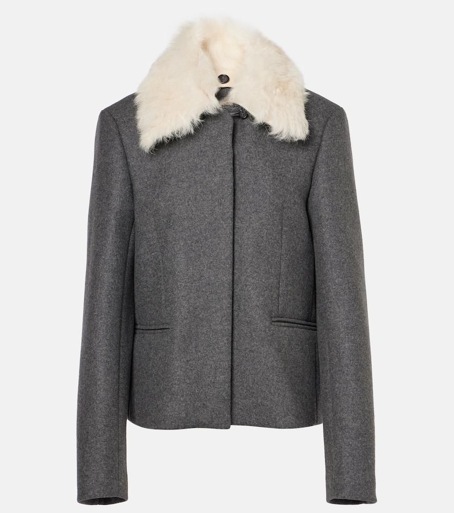 toteme shearling-trimmed wool-blend jacket