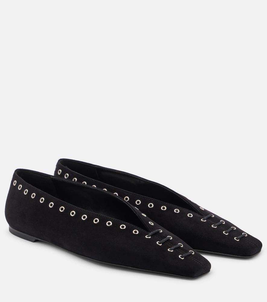 toteme suede lace-up ballet flats