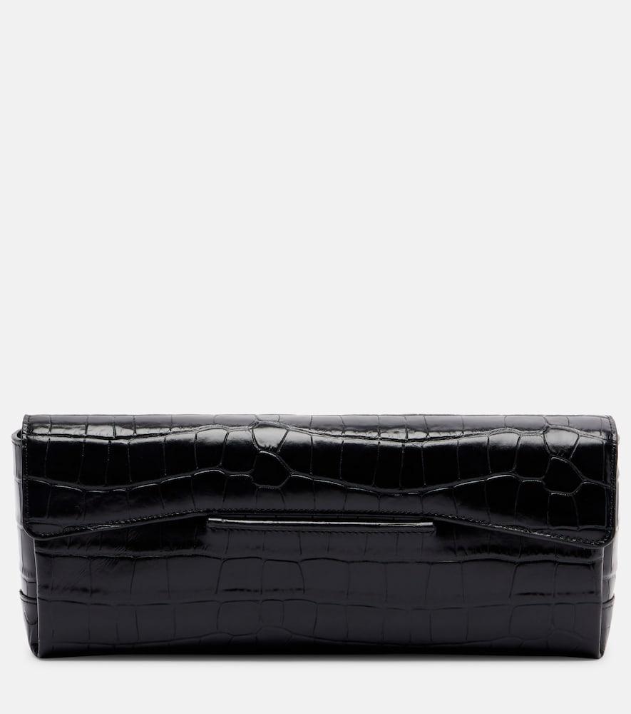 toteme t-clutch small croc-effect leather clutch