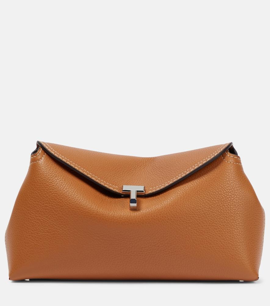 toteme t-lock leather clutch