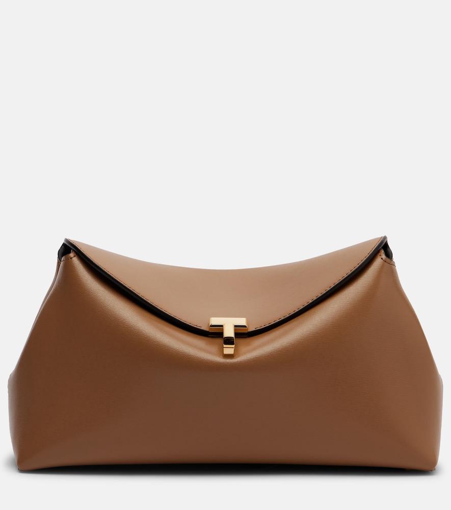 toteme t-lock small leather clutch